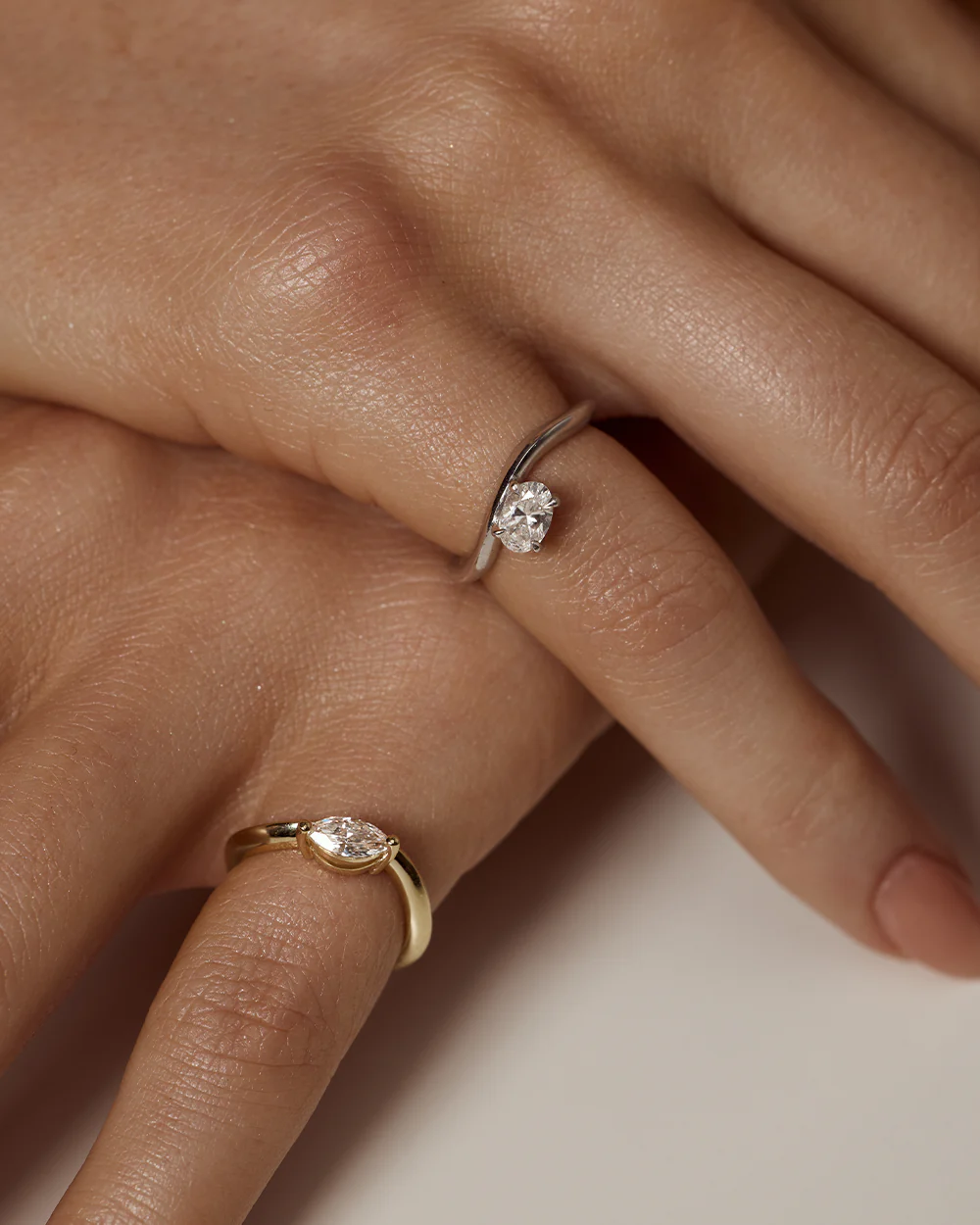 Astra Oval Natural Diamond Pinky Ring - Image 3